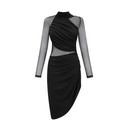 Odette semi - sheer Ruched Midi Dress - Aura Muse