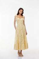 Odile Butter Yellow Sweetheart Floral Embroidered Maxi Dress - Aura Muse