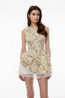 Olympe Green Sleeveless Floral Print Mini Dress - Aura Muse