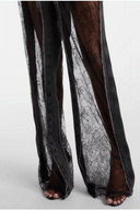Ophélie Black Floral Lace Panel Jeans - Aura Muse