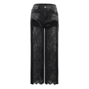 Ophélie Black Floral Lace Panel Jeans - Aura Muse
