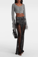 Ophélie Black Floral Lace Panel Jeans - Aura Muse