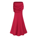 Oriol Red Lace Top & Ruched Skirt Set - Aura Muse