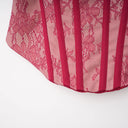 Oriol Red Lace Top & Ruched Skirt Set - Aura Muse