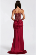 Oriol Red Lace Top & Ruched Skirt Set - Aura Muse