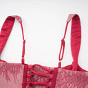 Oriol Red Lace Top & Ruched Skirt Set - Aura Muse