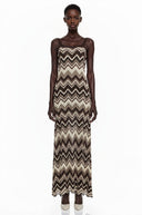 Orsola Brown Zigzag Weave Pointelle Knit Maxi Dress - Aura Muse