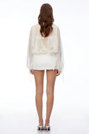 Ossie White Mini Dress with Ruffled Trim - Aura Muse