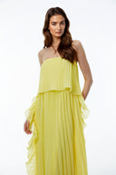 Otago Yellow Off Shoulder Ruffled Pleated Maxi Dress - Aura Muse