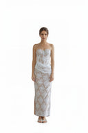 Ottavia White Floral Lace Corset Maxi Dress - Aura Muse