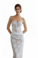 Ottavia White Floral Lace Corset Maxi Dress - Aura Muse