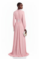 Ottilie Pink Ruffled Asymmetrical Maxi Dress - Aura Muse