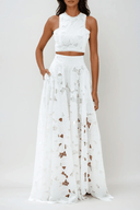Ottilie Sleeveless Flower Cutout Skirt Set - Aura Muse
