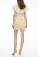 Paisley Cream Plunge Neck Satin Jumpsuit with Lace Panels - Aura Muse