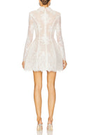 Pamela White Floral Lace Mini Dress - Aura Muse