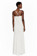 Paulene White Square Neck Ruched Maxi Dress - Aura Muse