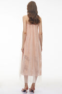 Pélagie Blush Pink Floral Embroidered Midi Dress - Aura Muse
