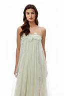Pélagie Mint green Floral Embroidered Midi Dress - Aura Muse