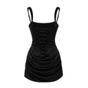 Pénélope Black Ruched Bodycon Mini Dress - Aura Muse