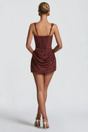 Pénélope Brown Ruched Bodycon Mini Dress - Aura Muse