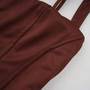 Pénélope Brown Ruched Bodycon Mini Dress - Aura Muse