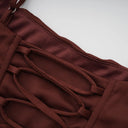 Pénélope Brown Ruched Bodycon Mini Dress - Aura Muse