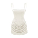 Pénélope White Ruched Bodycon Mini Dress - Aura Muse