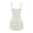 Pénélope White Ruched Bodycon Mini Dress - Aura Muse