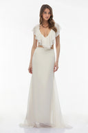 Perrin Ivory Chiffon Ruffled Top & Skirt Set - Aura Muse