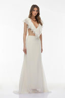Perrin Ivory Chiffon Ruffled Top & Skirt Set - Aura Muse