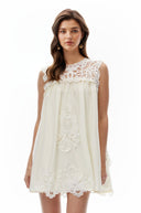 Persephone White Cut-Out Mini Dress with Lace Panels - Aura Muse