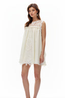 Persephone White Cut-Out Mini Dress with Lace Panels - Aura Muse
