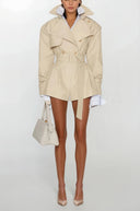 Pervenche Asymmetrical Trench Style Playsuit - Aura Muse