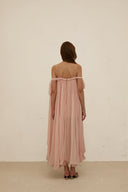 Pervenche Pink Braid Detail Pleated Maxi Dress - Aura Muse