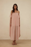 Pervenche Pink Braid Detail Pleated Maxi Dress - Aura Muse