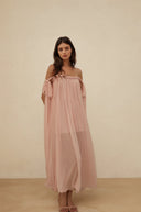 Pervenche Pink Braid Detail Pleated Maxi Dress - Aura Muse