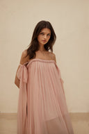 Pervenche Pink Braid Detail Pleated Maxi Dress - Aura Muse