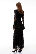 Piper Black 3D - Floral Embroidered Lace Maxi Dress - Aura Muse