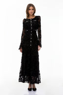 Piper Black 3D - Floral Embroidered Lace Maxi Dress - Aura Muse