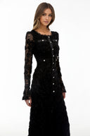 Piper Black 3D - Floral Embroidered Lace Maxi Dress - Aura Muse