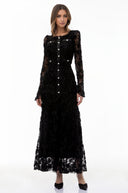 Piper Black 3D - Floral Embroidered Lace Maxi Dress - Aura Muse