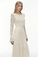 Piper Neutral 3D - Floral Embroidered Lace Maxi Dress - Aura Muse