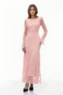 Piper Pink 3D - Floral Embroidered Lace Maxi Dress - Aura Muse