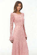 Piper Pink 3D - Floral Embroidered Lace Maxi Dress - Aura Muse