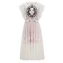 Placidia White Jacquard Floral-lace Pleated Midi Dress - Aura Muse
