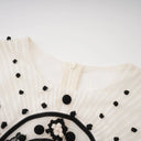 Placidia White Jacquard Floral-lace Pleated Midi Dress - Aura Muse