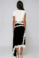 Prudence Asymmetric Lace Satin Maxi Dress In Black - Aura Muse