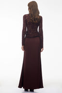 Qadira Rust Satin Maxi Dress with Lace Panels - Aura Muse