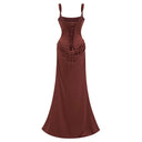 Quiana Brown Ruched Corset Maxi Dress - Aura Muse