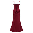 Quiana Red Ruched Corset Maxi Dress - Aura Muse